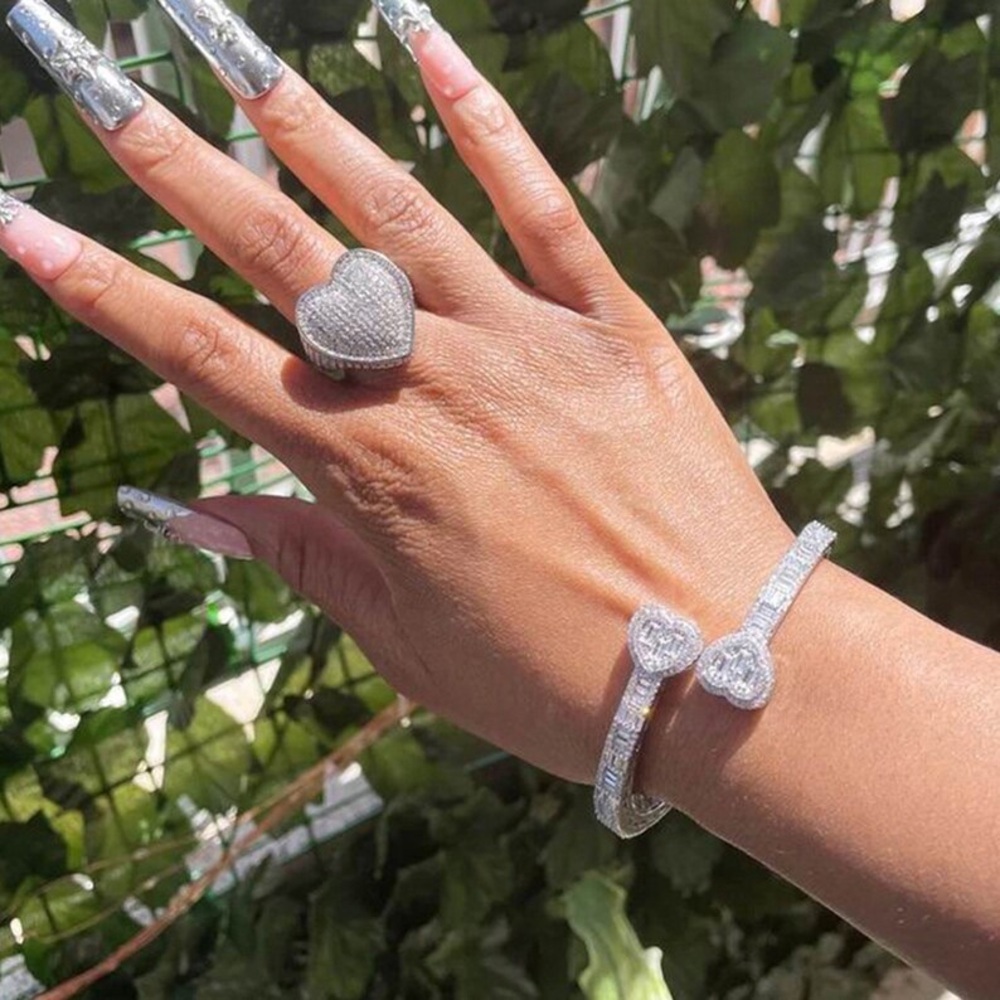 Silver Heart baguette bracelet 7inch